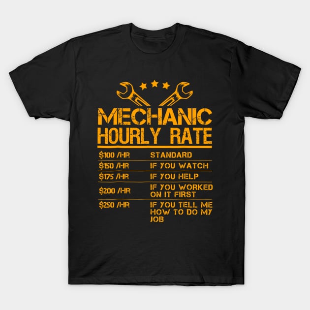 Funny Mechanic Hourly Rate Gift Shirt Labor Rates T-Shirt by dashawncannonuzf